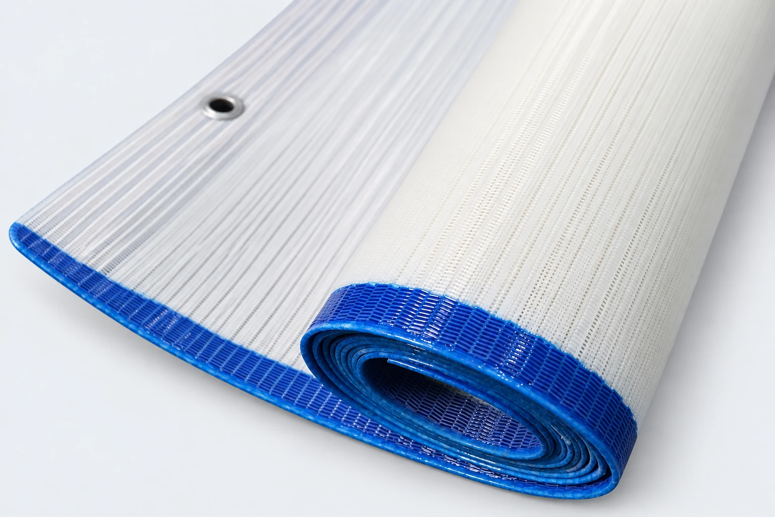Spiral mesh filter belt shown as a roll